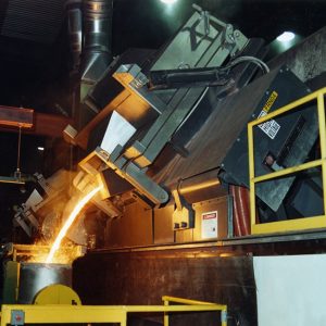 furnace pouring molten metal